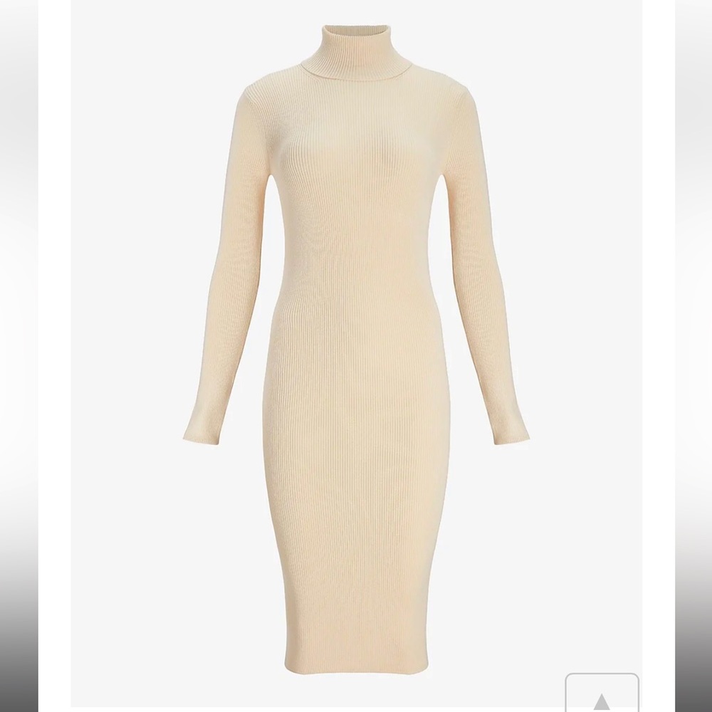 Ribbed Turtleneck MIDI Sweater Dress